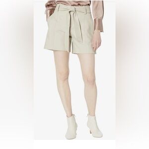 VINCE Stitched-belt Leather Shorts In Light Dove  Retail: $895 Size 6